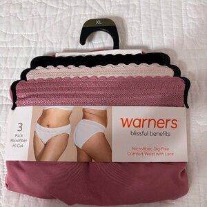 Warners 3pk Blissful Benefits Microfiber Hi-Cut Panties Underwear